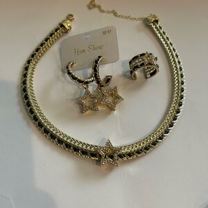 Gold and Black Star Necklace Set